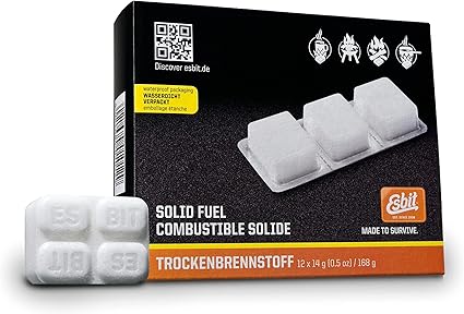 Esbit 1300-Degree Smokeless Solid 14g Fuel Tablets for Backpacking, Camping,