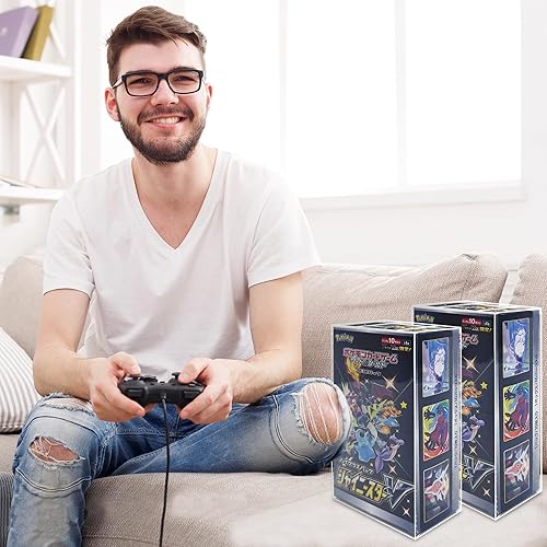 Vista 6 de EVORETRO Estuche protector de almacenamiento para Pokemon caja de refuerzo japonesa pequeña – Paquete de 5 vitrinas de plástico de 0.020 in