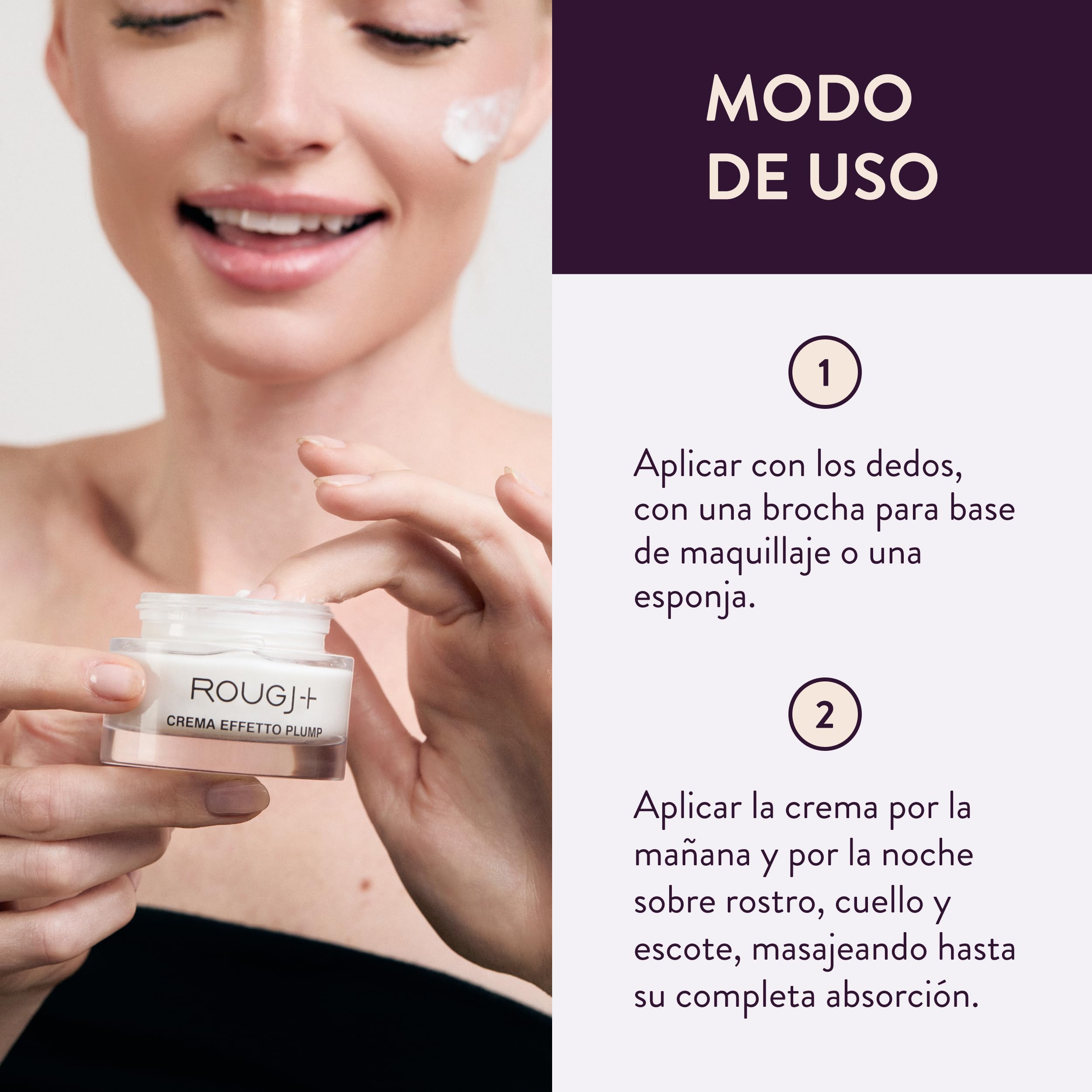Rougj Crema Hidratante Facial Mujer SmartFiller 50 ml Antiedad – antiarrugas reafirmante y nutritiva, crema de día y de cara para piel suave y luminosa