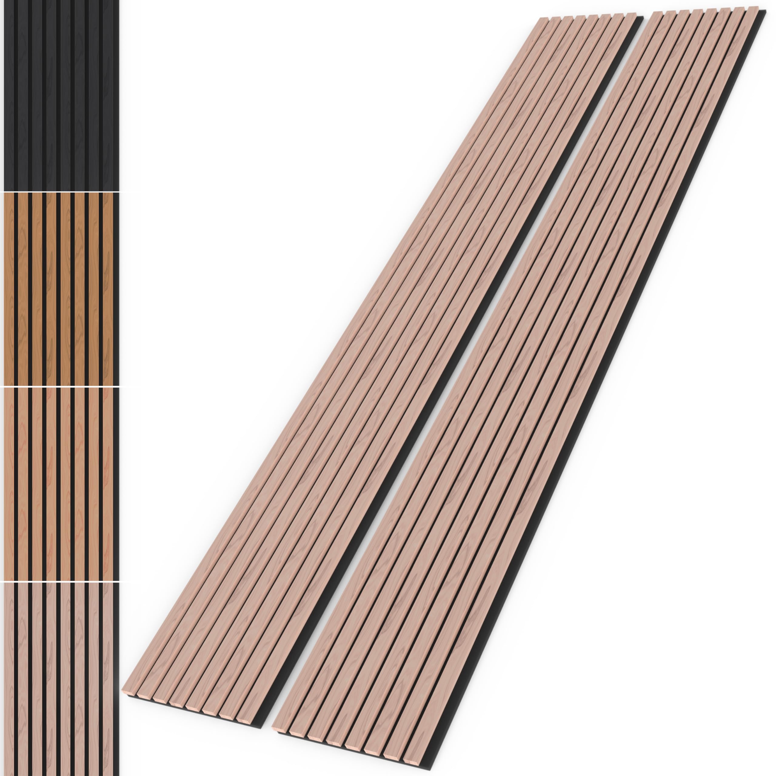 F3C | 2 Packs Acoustic Wood Wall Veneer Slat Panels | 3D Wood Slat Acoustic Panels | Decorative Soundproof Panels | Interior Design for Walls and Ceilings | 94.49’’ x 12.60’’ x 0.78 ‘’ (White Oak)