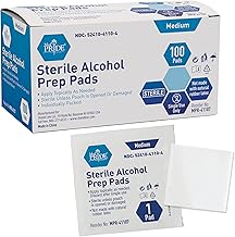 MED PRIDE Sterile Alcohol Prep Pads, Antiseptic, Individually Wrapped, Medical Grade, Latex Free, 2 Ply, 100 Count