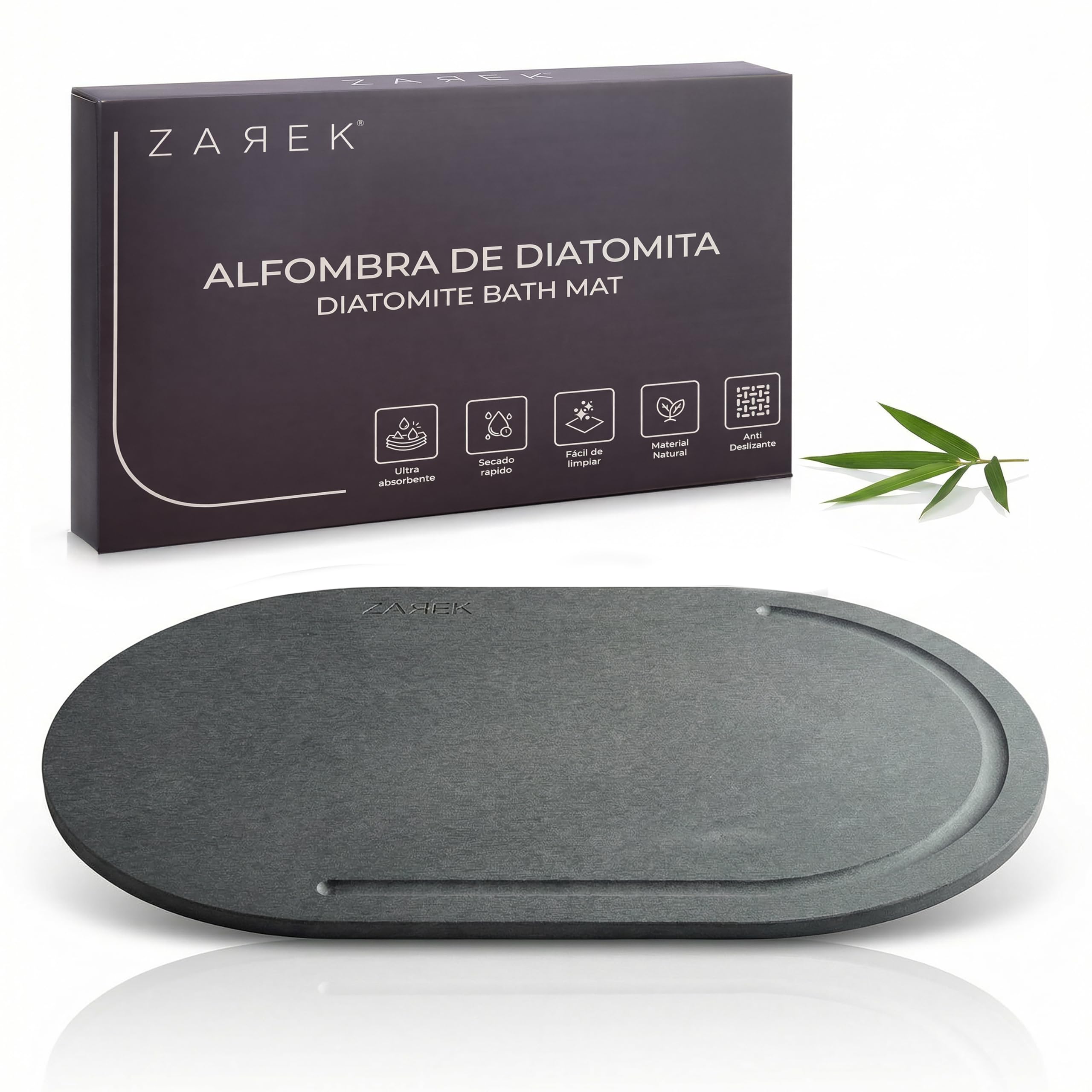 Escurridor de cocina y alfombrilla de baño de diatomita ZAREK gris 60x39