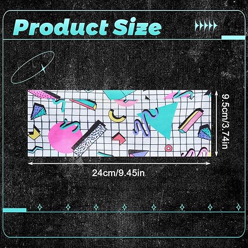 Miniatura 3 de 2Pcs 80s,90s Neon Headbands, Retro Soft Sport Sweatbands,80s Headband for Hip Hop Party Style Hiking Cycling Running