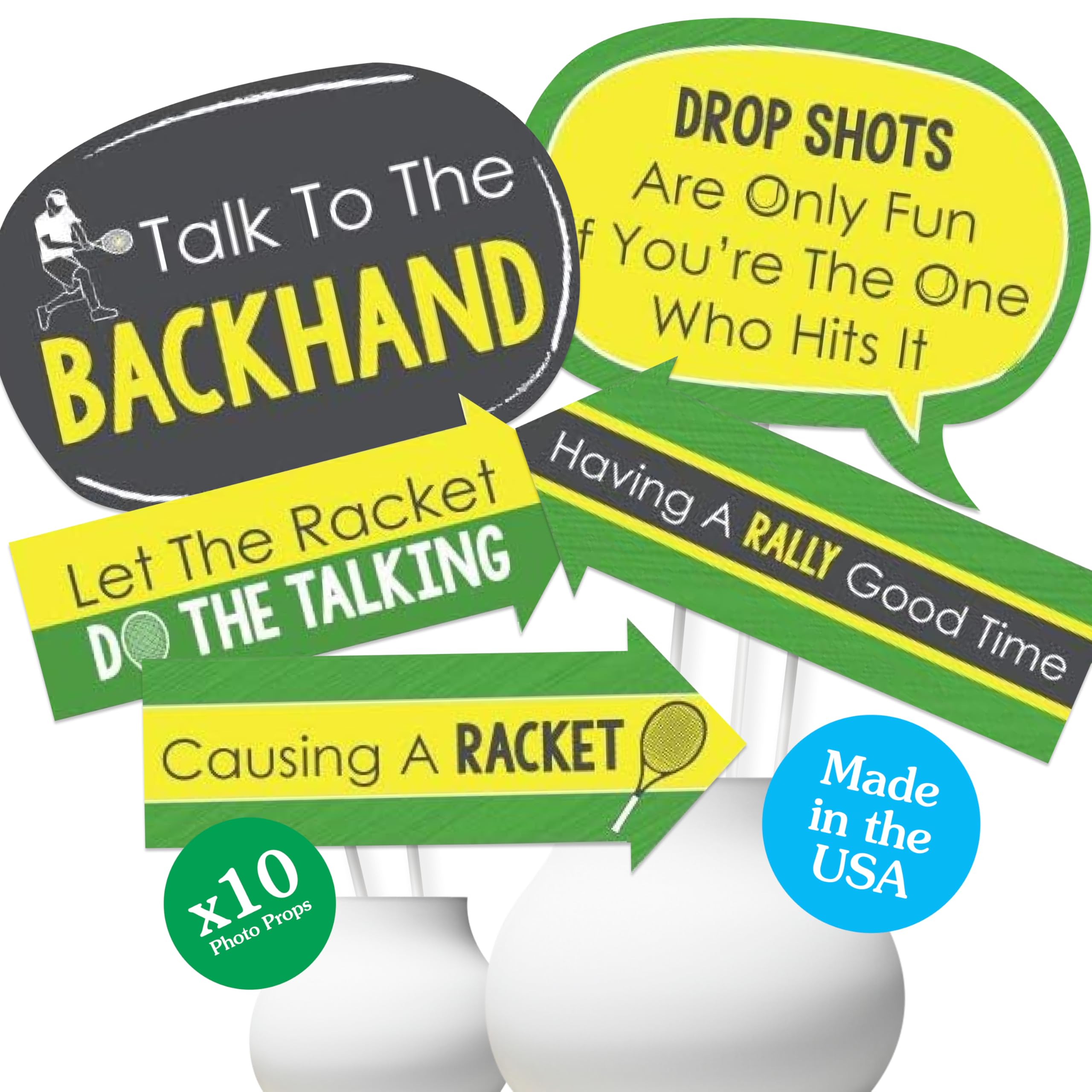 Big Dot of Happiness You Got Served - Tennis Party Decorations & Photo Booth Props - Baby Shower or Tennis Ball Birthday Party - 10 Piece Set