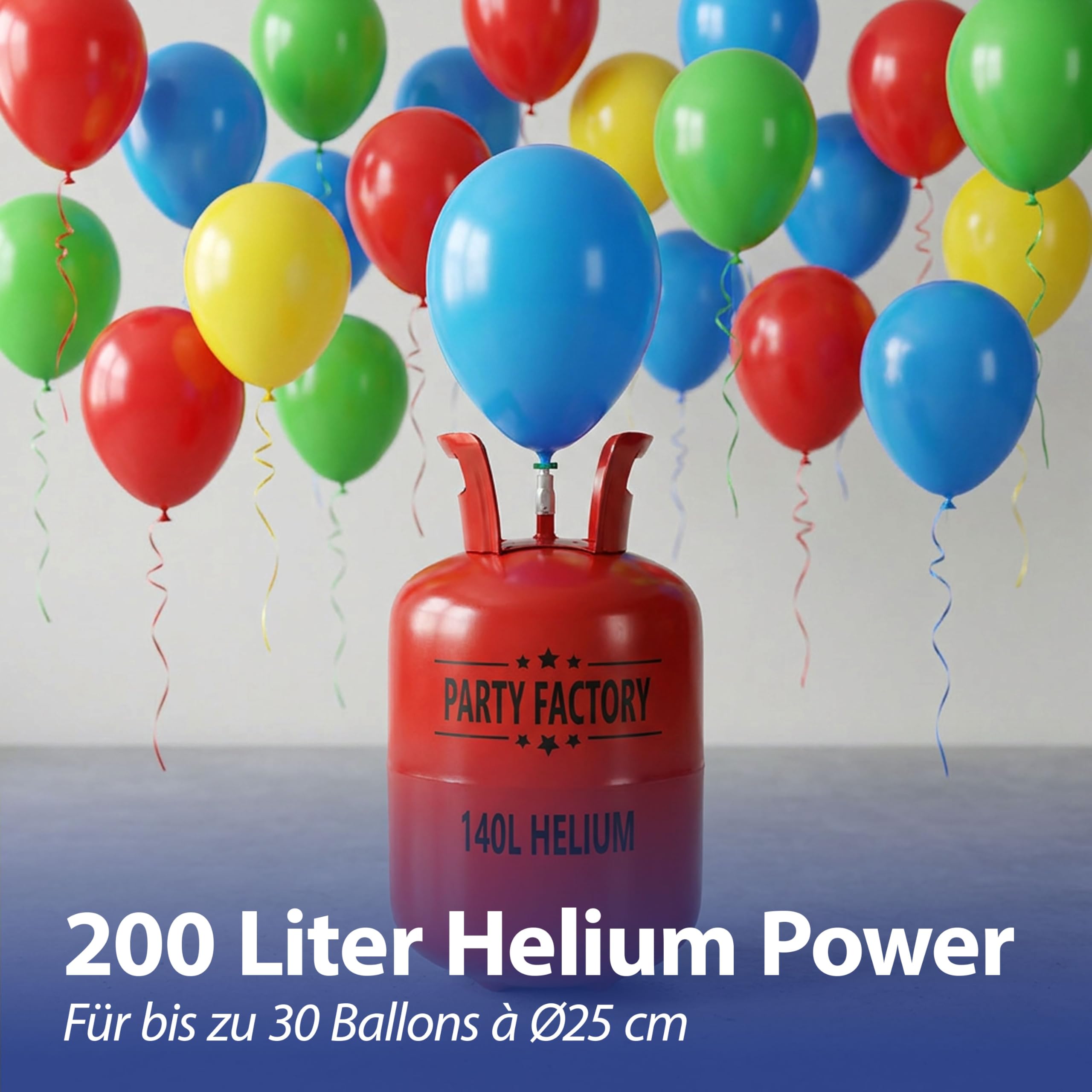 Helium Ballongas für ca.30 Ballons | Heliumflasche Gasfüllung | Luftballons | Party Factory Heliumgas fürHochzeit (1 x Ballongas 30)