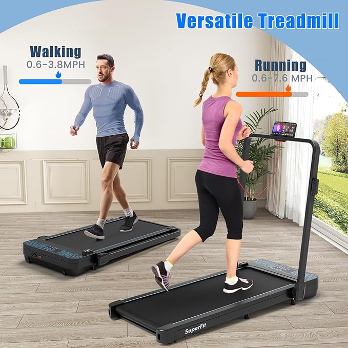 Caminadora Eléctrica Plegable 2 en 1 con Motor 2.25 hp y Ruedas Color Negro miniatura 2