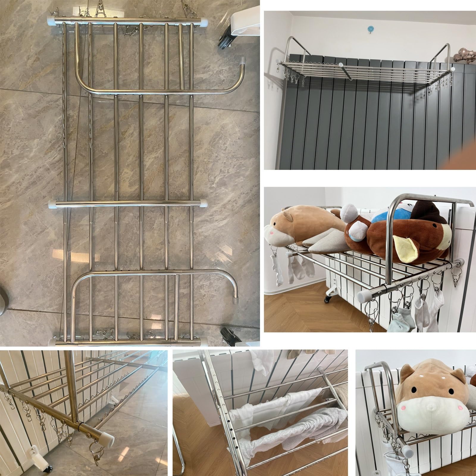 Stendibiancheria Da Balcone Estensibile 32-55cm - Per Termosifone E Esterno, Carico 15kg - Foto 10