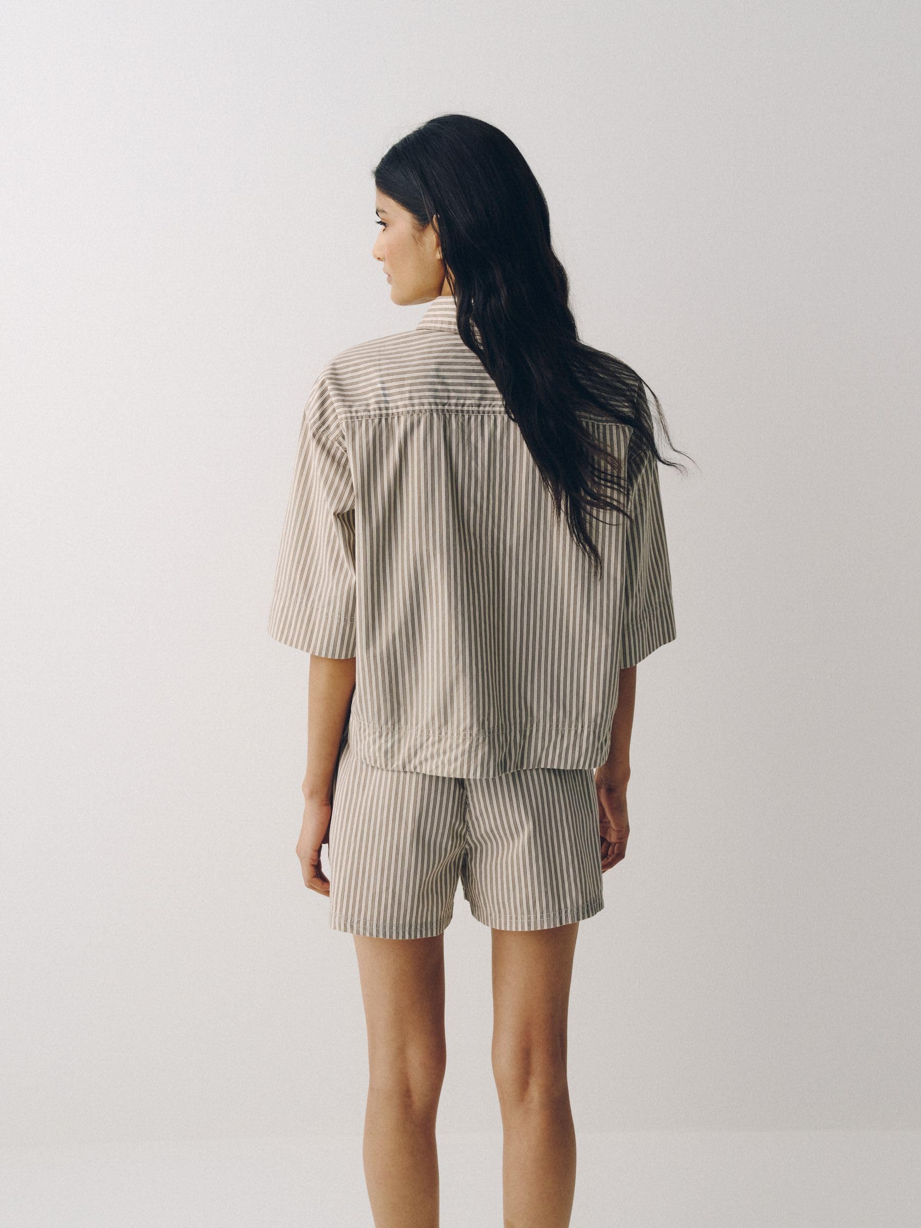 THE SET Damen Baumwoll-T-Shirt und Shorts im Set