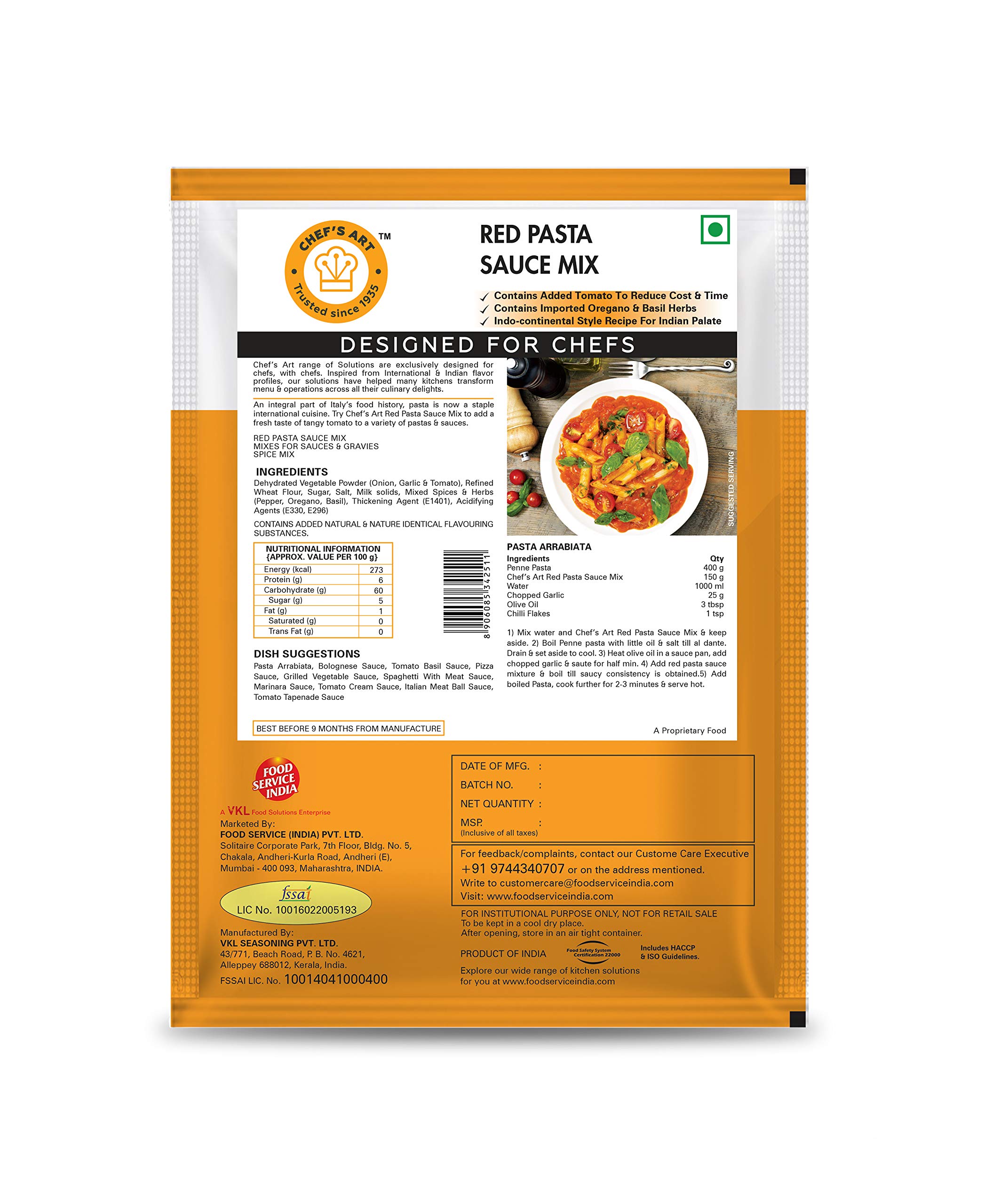 Red Pasta Mix | Authentic Restaurant Style Pasta Sauce Made With Fresh Tomatoes, Herbs, & Spices | No Additives | Easy To Cook | Ideal For Home Cooks & Professional Chefs, 500 gm