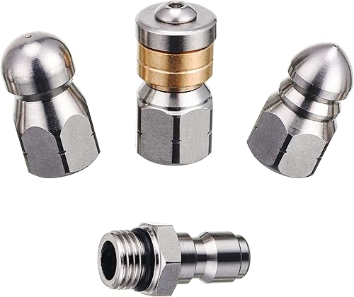 PWACCS Boquilla de chorro de alcantarillado para lavadora a presión, puntas de limpieza de drenaje de acero inoxidable para lavadora eléctrica, 3