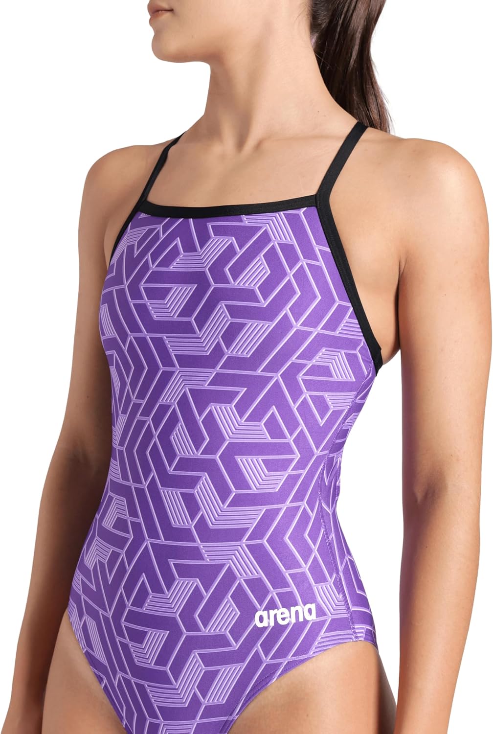 Arena Women's Performance Escape Team Print Swimsuit Light Drop Back Pro Training Bathing Suit
