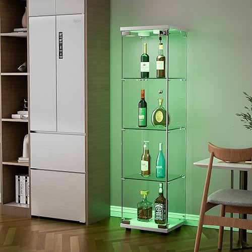 Miniatura 48 de Yoluckea Vitrina de cristal con 3 estantes con 2 puertas, vitrina de cristal transparente para sala de estar, dormitorio, 49.49 x 31.77 x 14.37