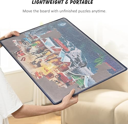 Miniatura 4 de Tektalk Tablero de rompecabezas con 6 bandejas de clasificación, tapete portátil para rompecabezas con cubierta a prueba de polvo para