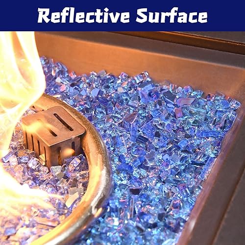 Miniatura 3 de Rocas de vidrio de fuego azul cobalto para fogata de propano, chimenea y decoración al aire libre, cuentas de vidrio reflectante de 14 de pulgada,