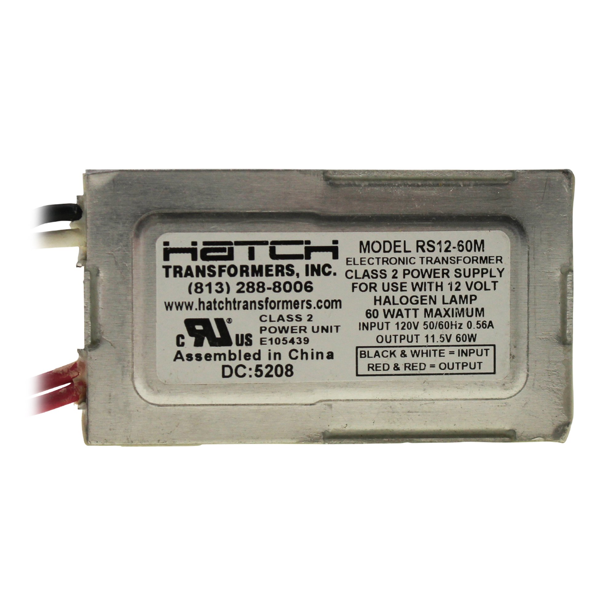 Hatch RS1260M Electrical Transformer, 12V/120V 60W Electronic