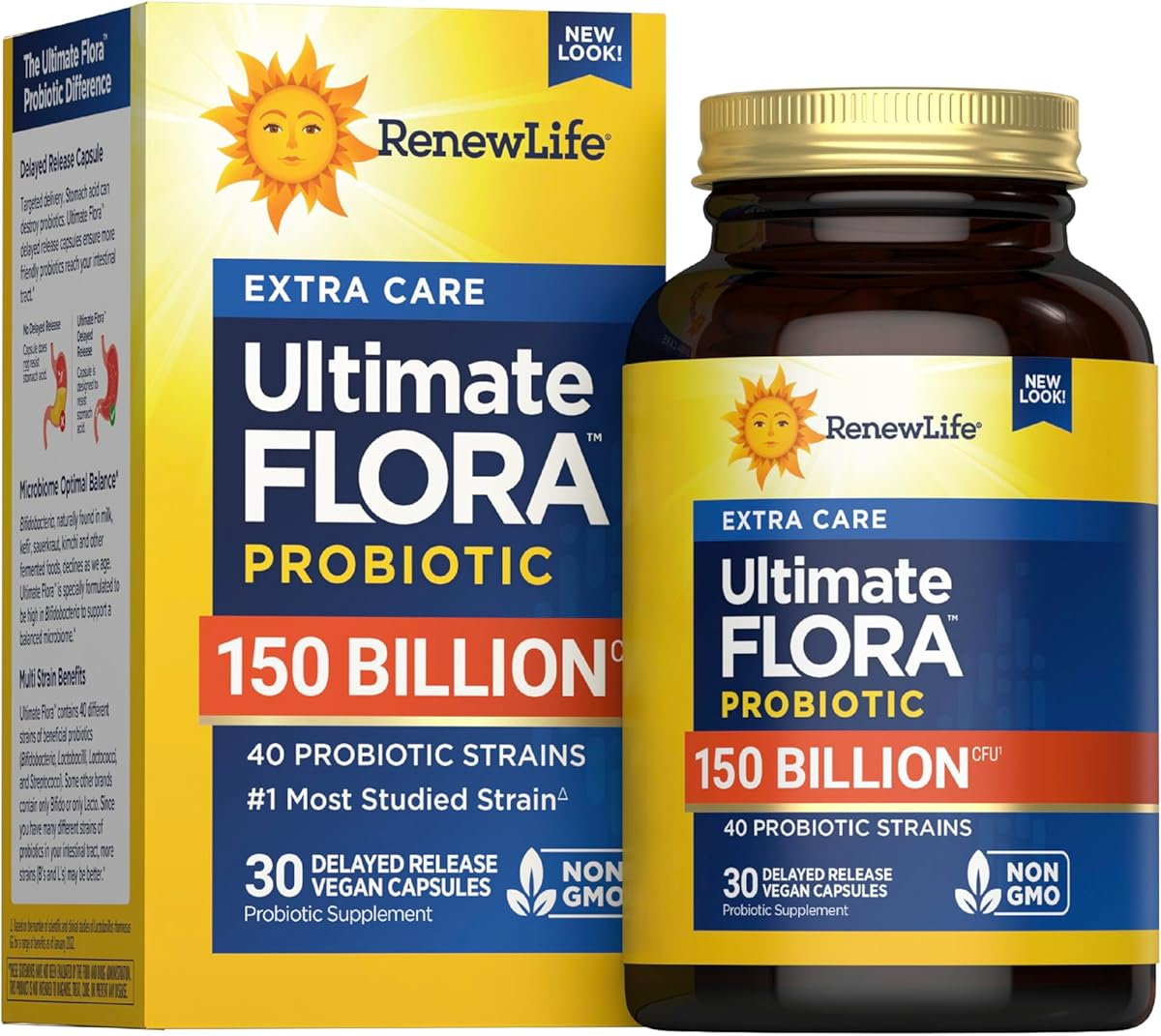 Renew Life Ultimate Flora Adult Ultimate Care Probiotic, 150 Billion, 30 Caps (Package May Vary)