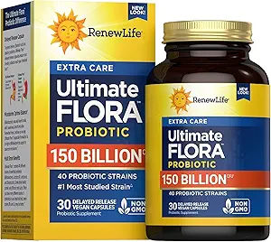 Renew Life Ultimate Flora Adult Ultimate Care Probiotic, 150 Billion, 30 Caps (Package May Vary)
