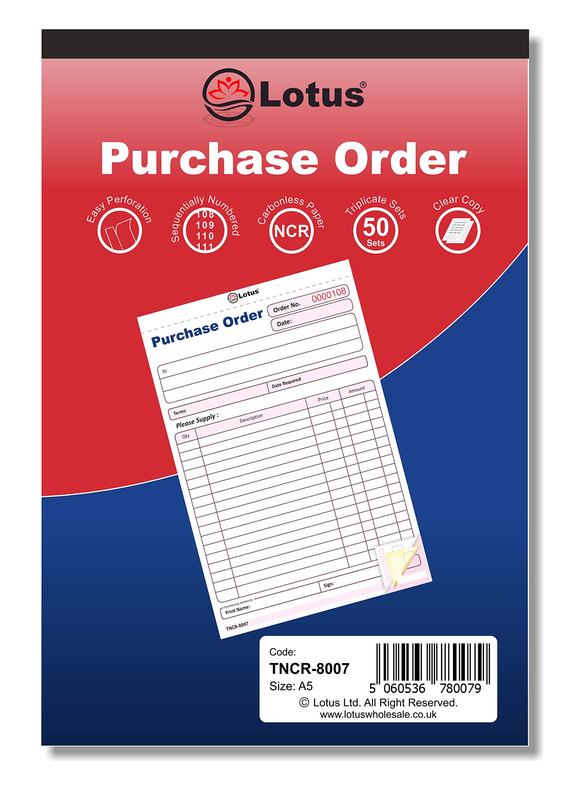 Triplicate Purchase Order Book NCR, A5 (143 X 210mm), Purchase Order