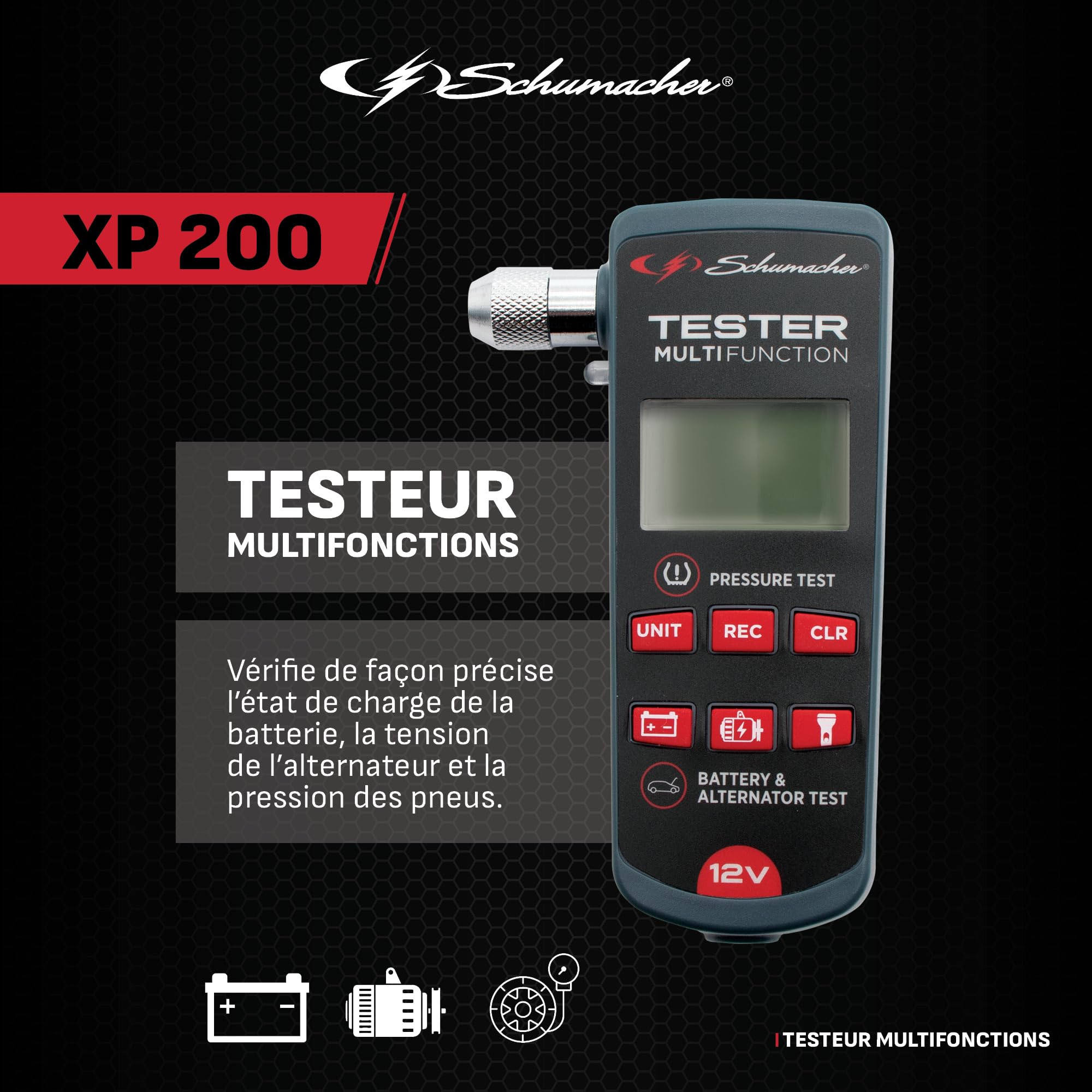 Schumacher Electric XP200 Testeur 3 en 1 Batterie 12V