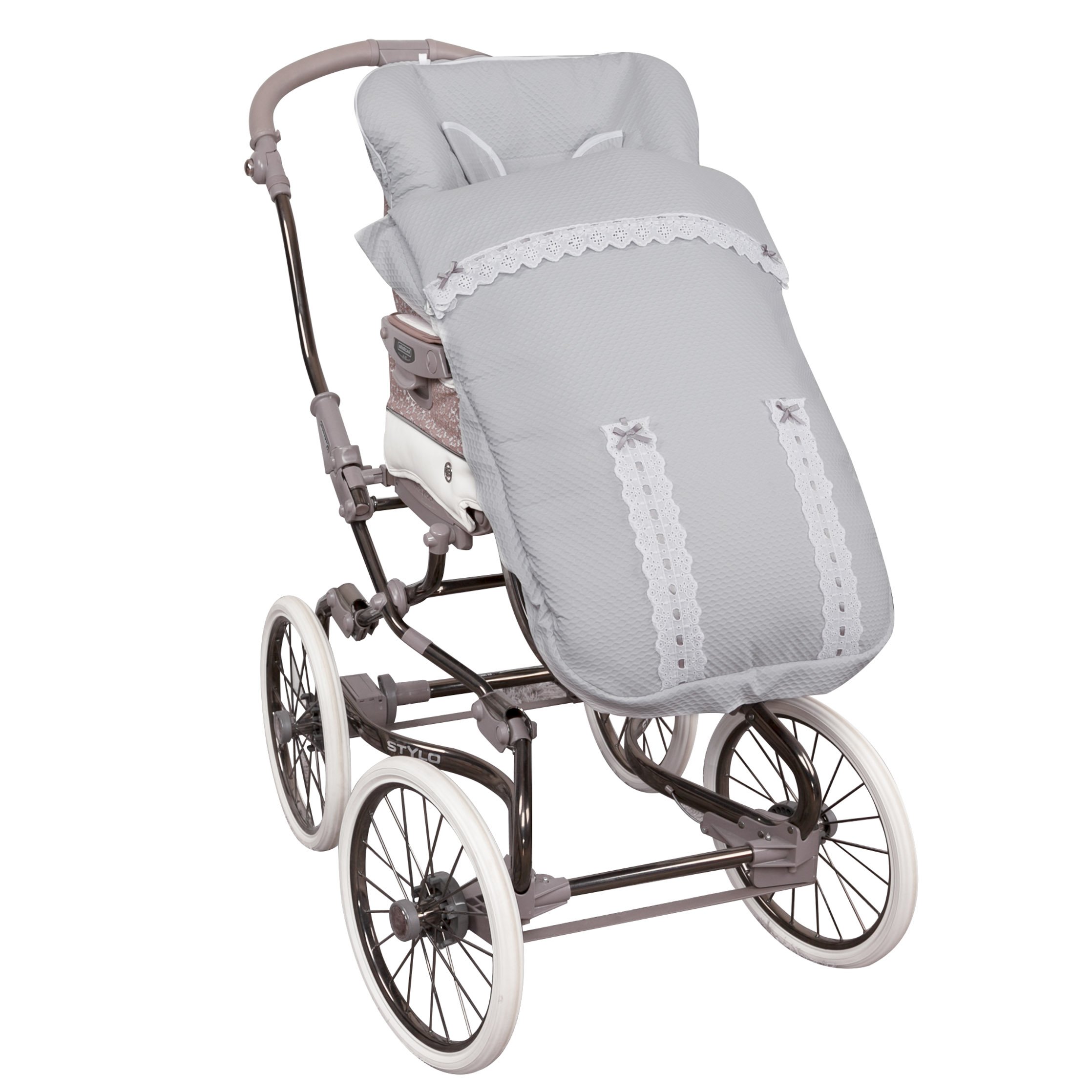Saco de Bebé Universal Silla PIQUÉ ALTA GAMA GRIS + Cubre Arnés de regalo, desmontable, tejido trasero 3D