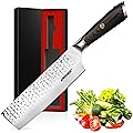 7 Inch Japanese Nakiri Cleaver Knife & Vegetable Cleaver - High Carbon Stainless Steel Kitchen Knife with Anti-Stick Ham