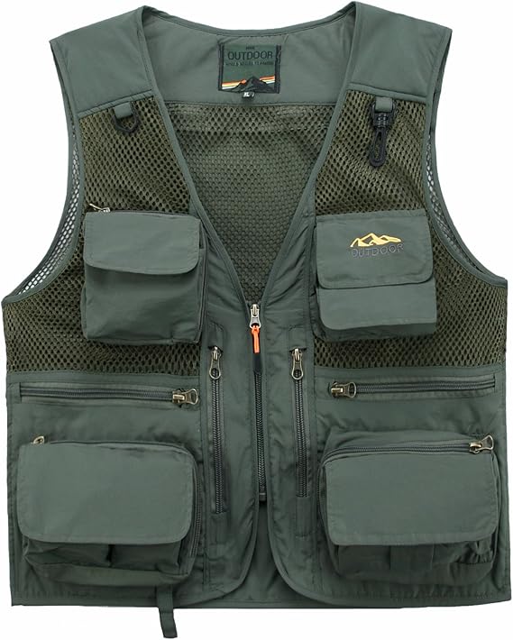 Gilet Domke Photographer's Vest – Grand, Kaki, Photojournaliste, Poches, Pêche