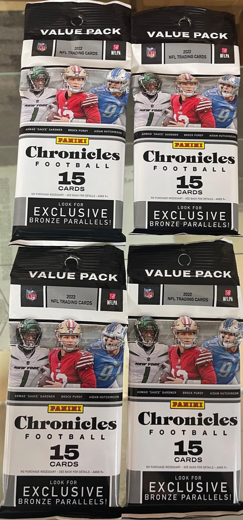 4 Pack Lot 15 Cards Per Pack 2022 Panini Chronicles NFL Football Factory Sealed Value Packs 60 Football Trading Cards Total