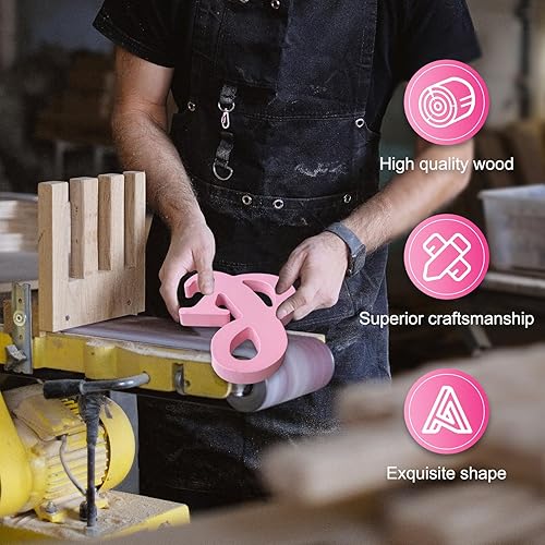 Miniatura 6 de AOCEAN Letras de madera rosa de 8 pulgadas, letras de madera sin terminar para decoración de pared, letras decorativas de pie en rodajas, decoración
