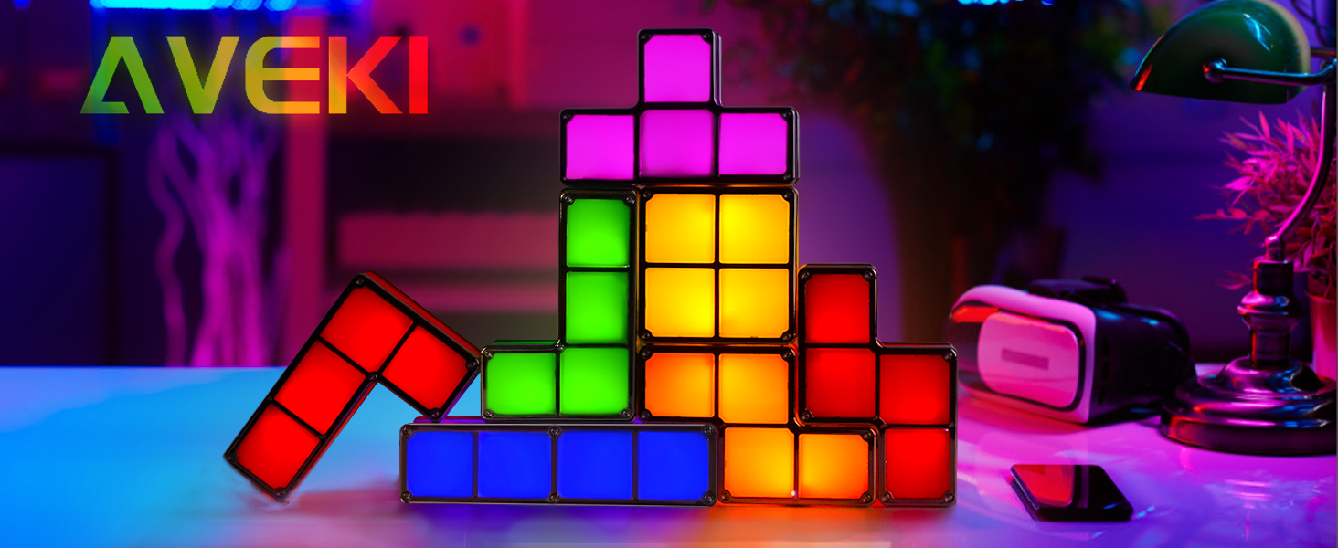 AVEKI Tangram Stackable Night Light, LED 7 Colors Induction