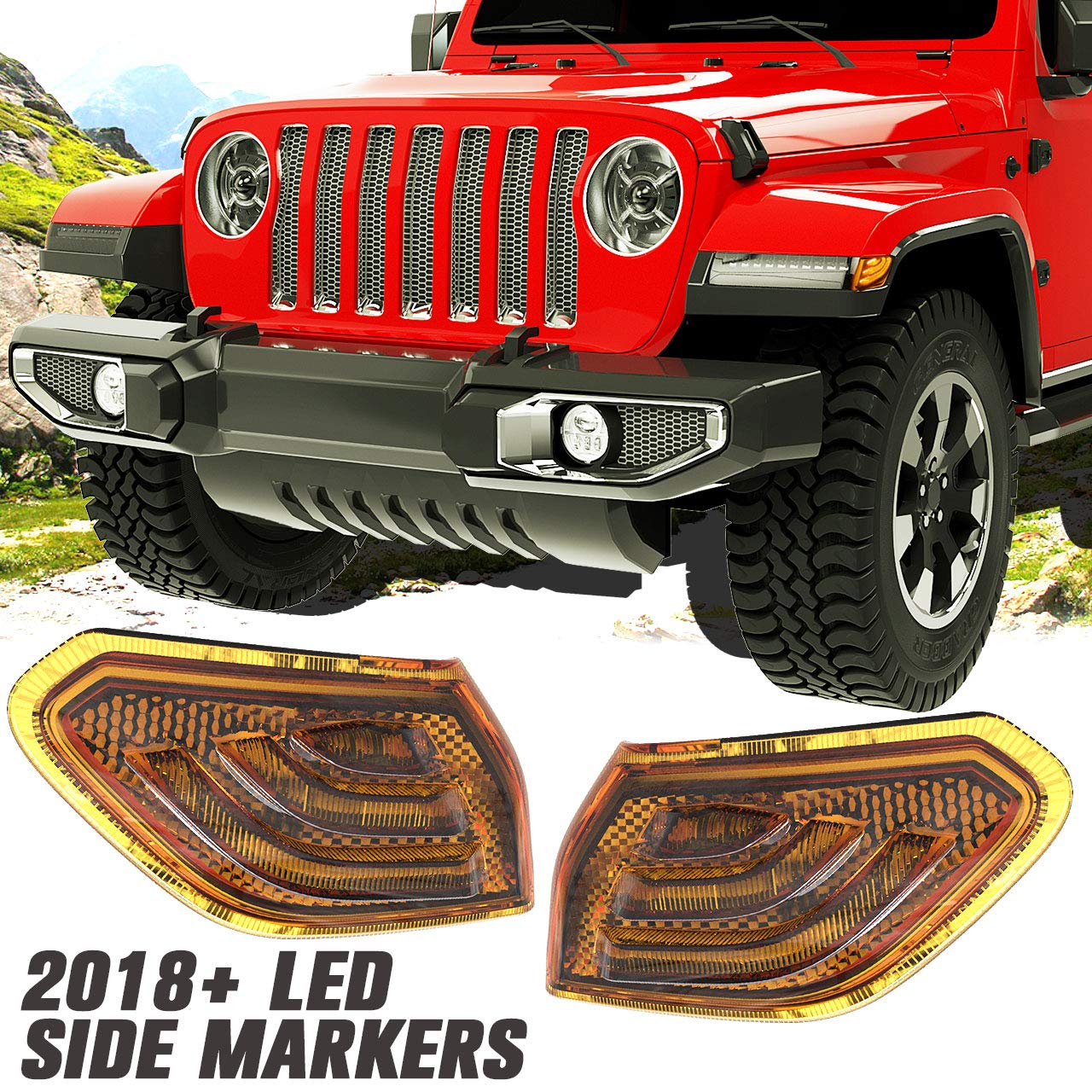 Buy BICYACO LED Side Maker Lights for Jeep Wrangler JL 2018 2019 Amber