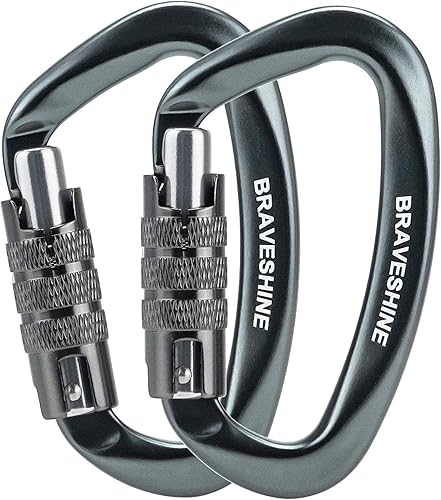 Clips de mosquetón resistentes 12KN Aluminio D Ring Double Lock Caribeaner Hooks