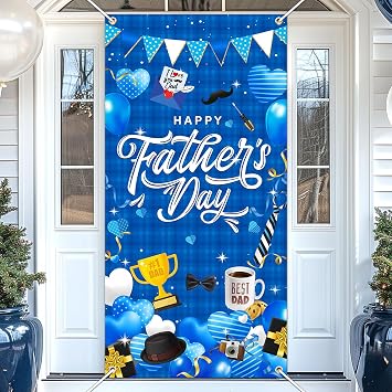 Avezano Happy Fathers Day Door Cover Fathers Day Door Decorations Fathers Day Door Banner for Indoor Outdoor Fathers Day Party Supplies