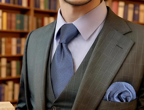 Miniatura 2 de S&W SHLAX&WING Corbatas para hombre, color azul con puntos para negocios, chaqueta extra larga