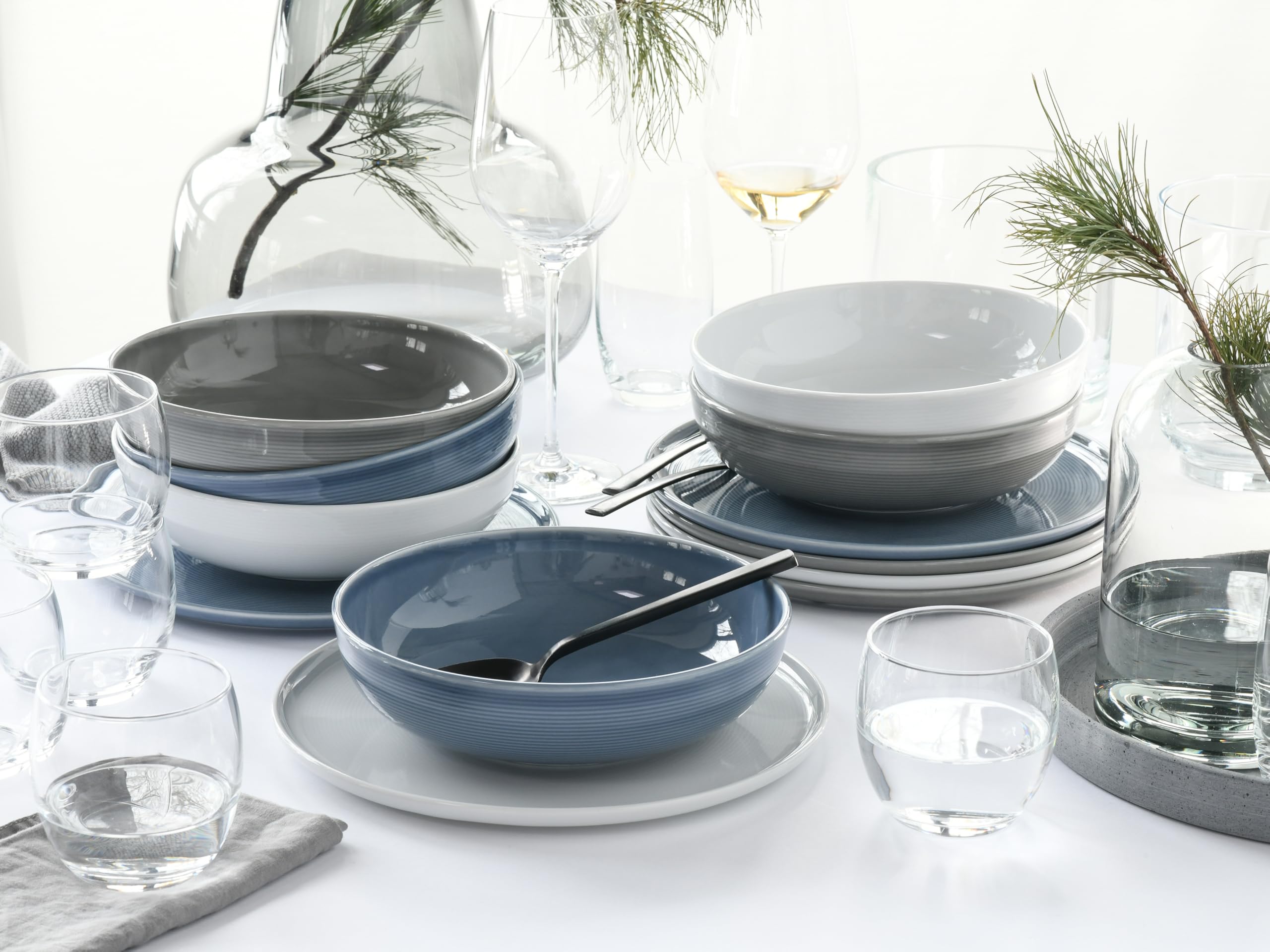 CreaTable, 25076, seria Session Urban, 12-częściowy zestaw naczyń dla 6 osób, serwis stołowy z porcelany, nadaje się do mycia w zmywarce i używania w kuchence mikrofalowej, Made in Europe