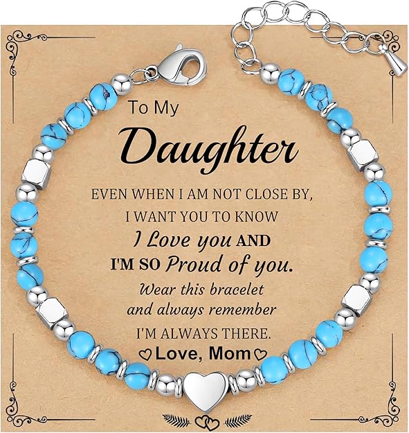 Christmas Gifts for Women, Stocking Stuffers for Teens Beaded Bracelets for Women Gifts for Mom Christmas Gift Mothers Day Gift for Grandma Daughter Bonus Mom Nature Stone Bead Bracelet Graduation Jewelry for Her 2026