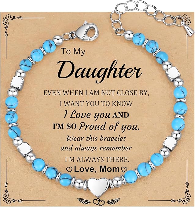 Christmas Gifts for Women, Stocking Stuffers for Teens Beaded Bracelets for Women Gifts for Mom Christmas Gift Mothers Day Gift for Grandma Daughter Bonus Mom Nature Stone Bead Bracelet Graduation Jewelry for Her 2026