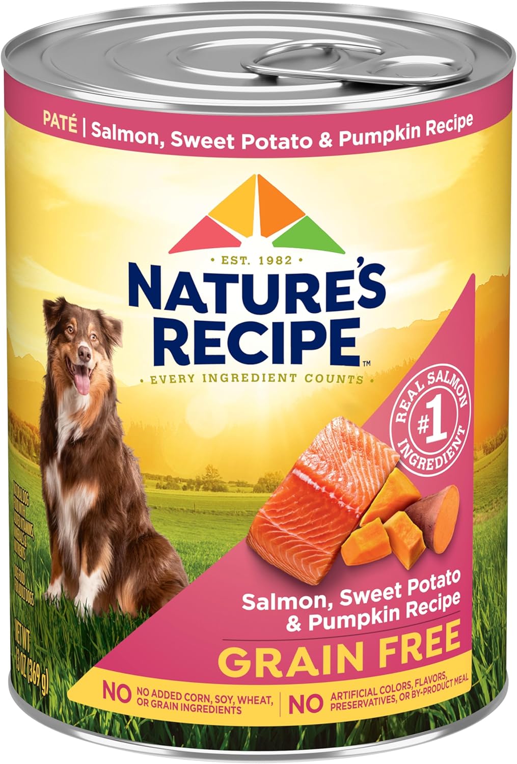 Nature's Recipe Grain Free Salmon, Sweet Potato, and Pumpkin Recipe Wet Dog Food, 13 oz. Can, 12 Count Salmon, Sweet Potato, and Pumpkin 13 Ounce (Pack of 12) image 2 of 10 B0DGYXP86Z