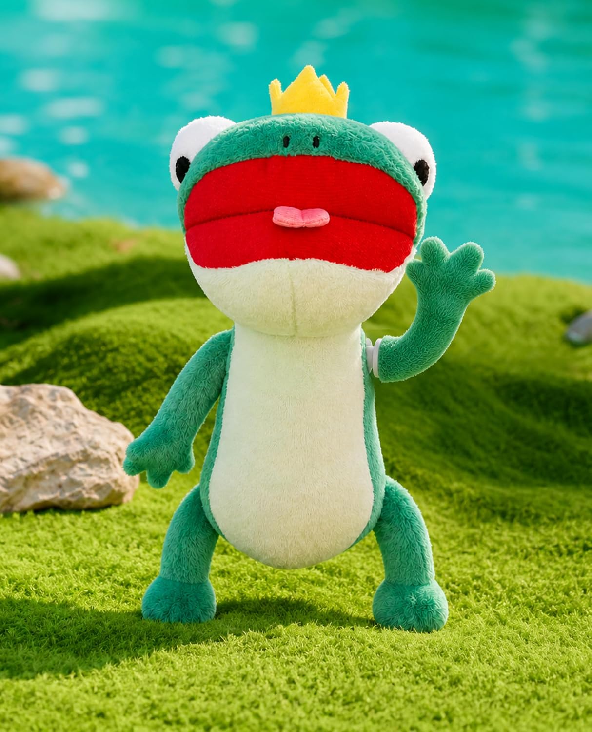 Lizard Plush Keychain 7.87”, Gifts Merch Funny Novelty Keychain | Pull Cord Design, Rotating Arm, Removable Lobster Clasp, Removable Crown, Large Dimension