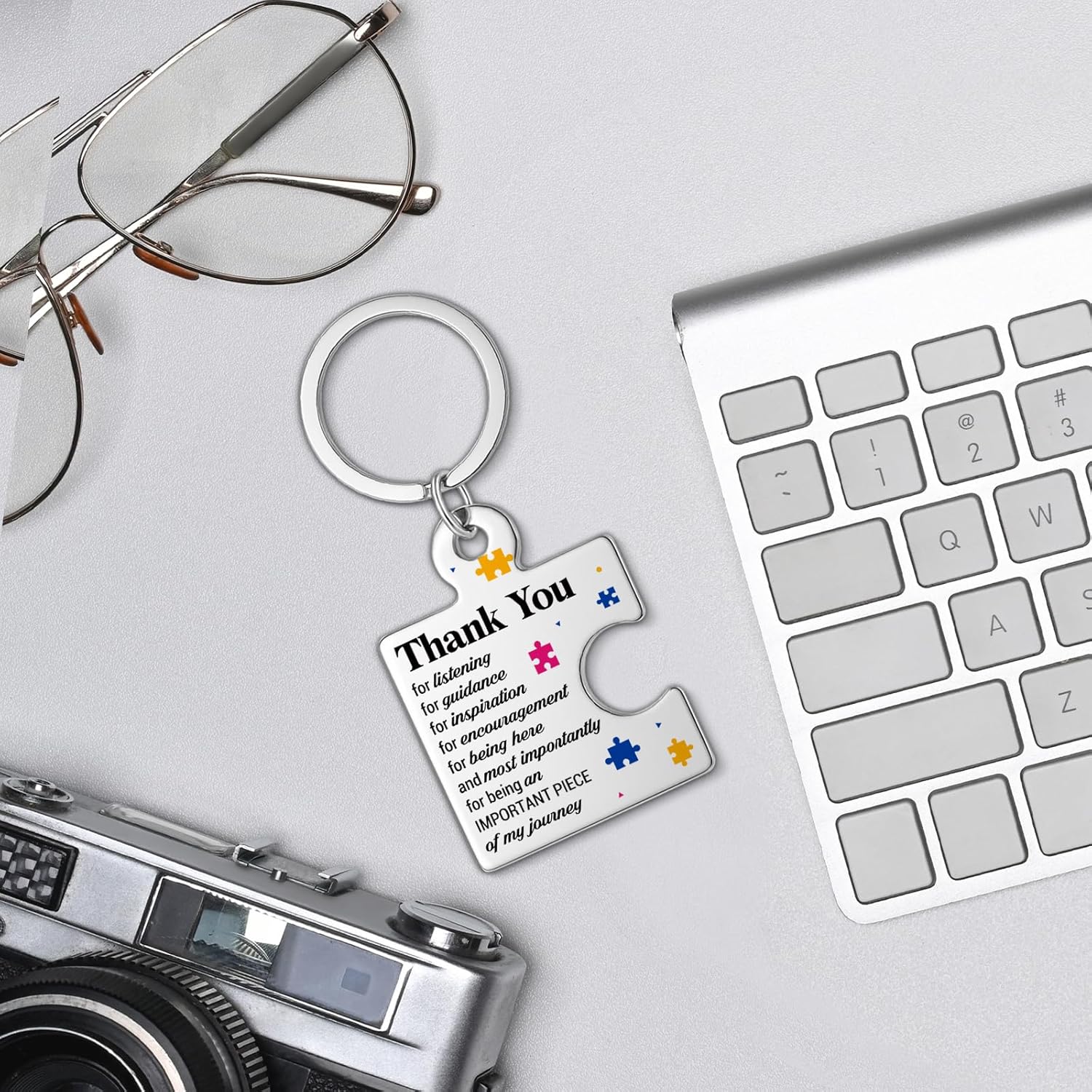 Thank You Gifts for Women Men, Appreciation Gifts for Teacher Coworkers Boss Leader Mentor Coach Supervisor Principal Therapist, Thank You Metal Puzzle Piece Keychains - Image 3
