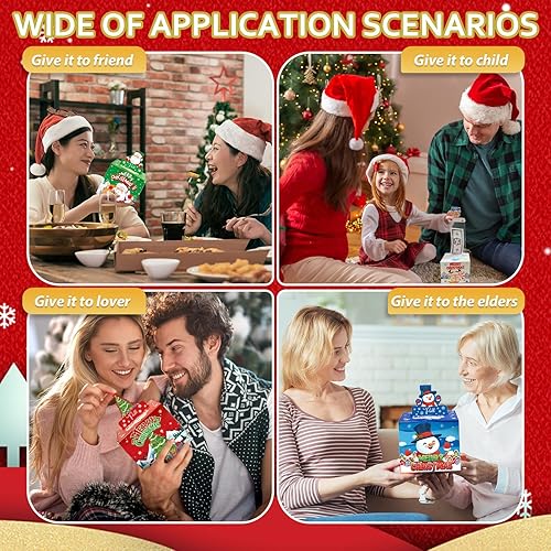 Miniatura 9 de Paquete de 4 cajas de dinero de Navidad para tirar de regalo en efectivo, árbol de Navidad, muñeco de nieve, Papá Noel y alce, cajas de regalo para