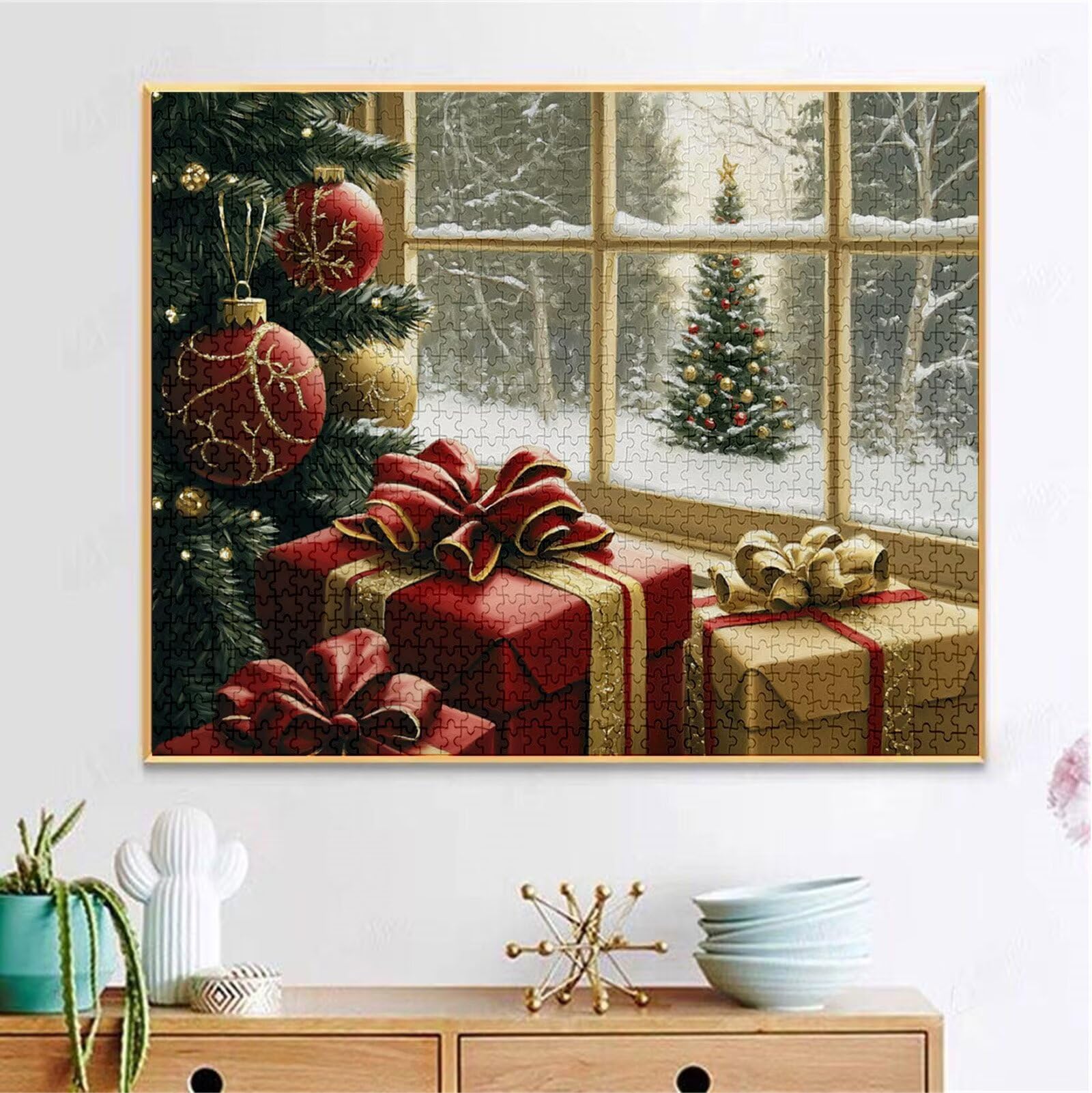 Puzzle 2000 Teile Weihnachten Puzzle Erwachsene, Holzpuzzle für Erwachsene und Teenager, Klassische Puzzles Geschenk Jigsaw Puzzles, DIY Groß Puzzelmatten 100x70cm, Home Wand Dekor Geschenk H-3416