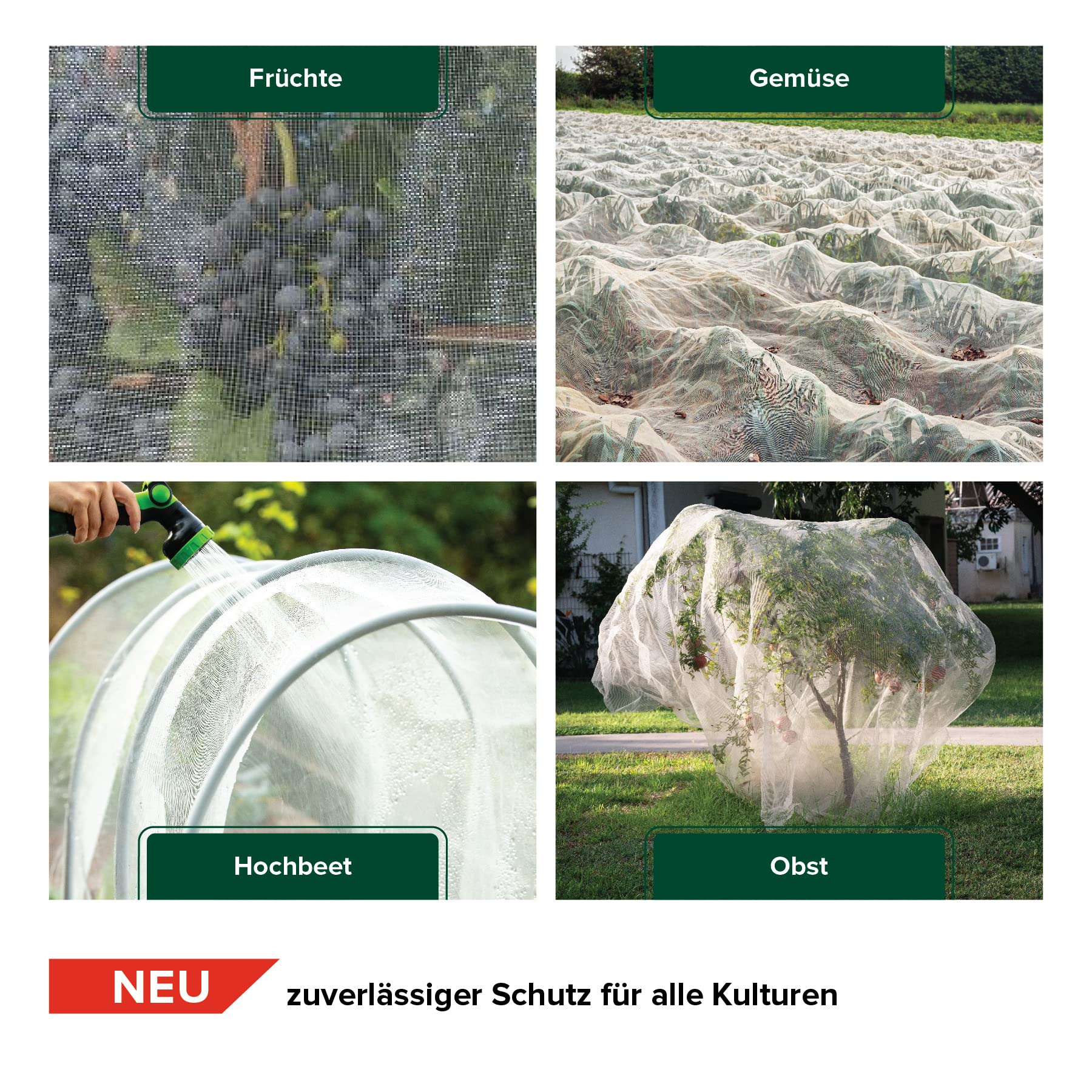 Insektenschutznetz, 6 x 10 m, gegen Kohlfliegen, Kirschessigfliege, Insekten & Schädlinge, Maschenweite 0,8 x 0,8 mm