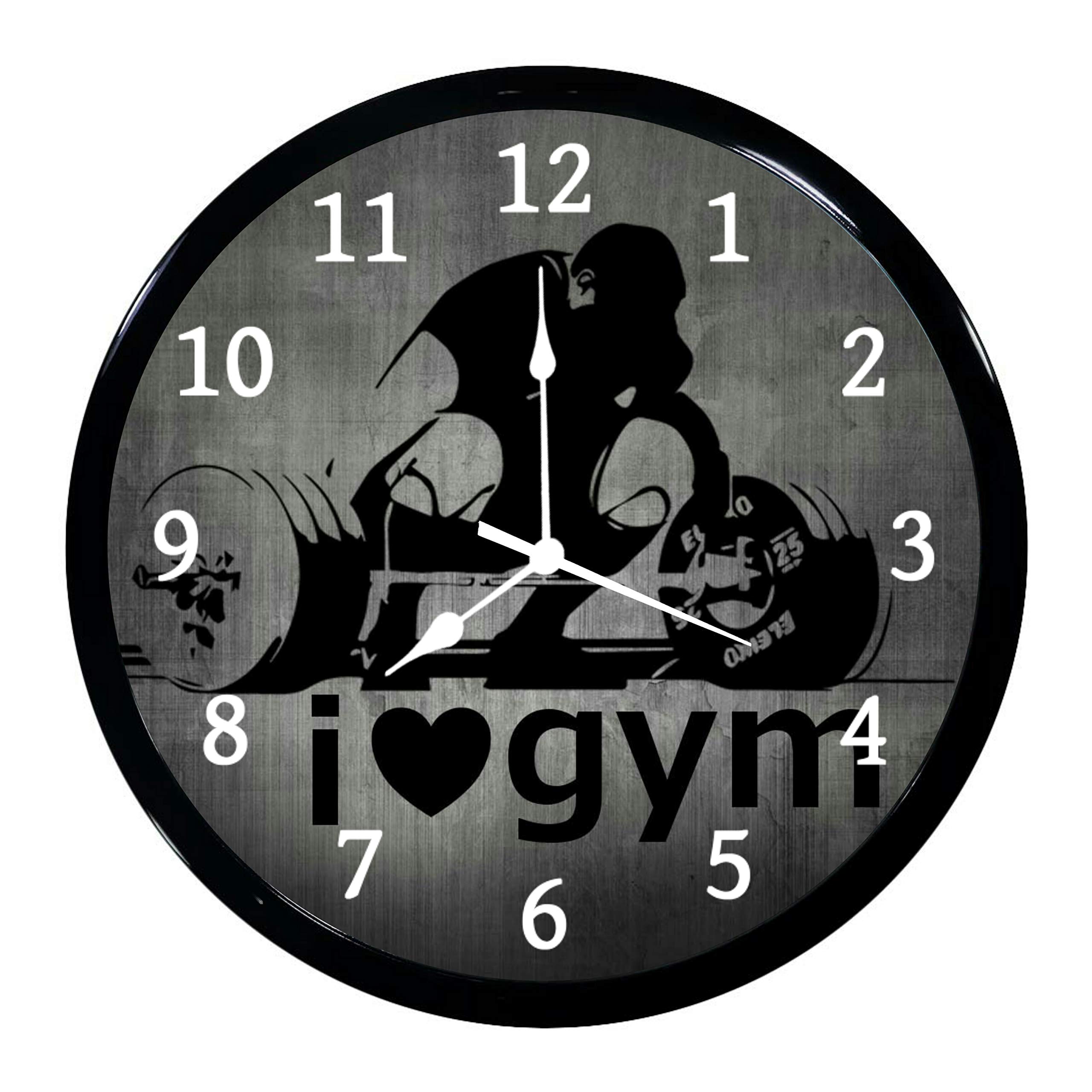 Babawill I Love Gym Abs Plastic Wall Clock with Glass in Front 28 x 28 x 6 Cm