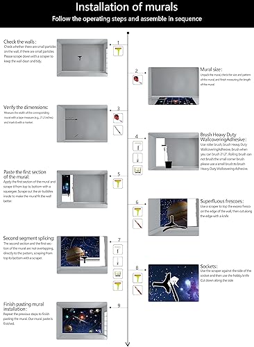 Miniatura 7 de WFBHUA - Papel tapiz de galaxia para habitación de niños, papel tapiz de planetas cósmicos para decoración de habitación de niños (no se puede