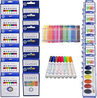 Color Swell Bulk Markers (48 Total), Bulk Crayons (144 Total), and 8 Color Bulk Watercolors (6 Total)
