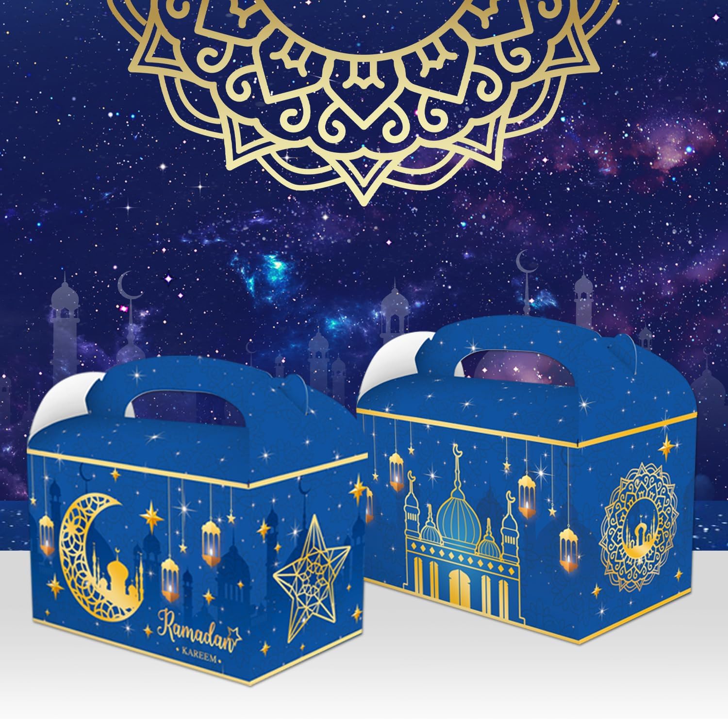 CPTBAG 12 Pack Ramadan Kareem Party Favors Boxes Castle Moon Candy Goodie Ramadan Mubarak Gift Treat Boxes for Islamic Muslim,Eid Mubarak, Birthday Party Decorations - Image 5
