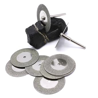 Dophee 10PCS 35mm Diamond Cutting Off Discs with 2 Arbors Rotary Tool for Metal Glass Ceramics Porcelain Carbide Gem Stones