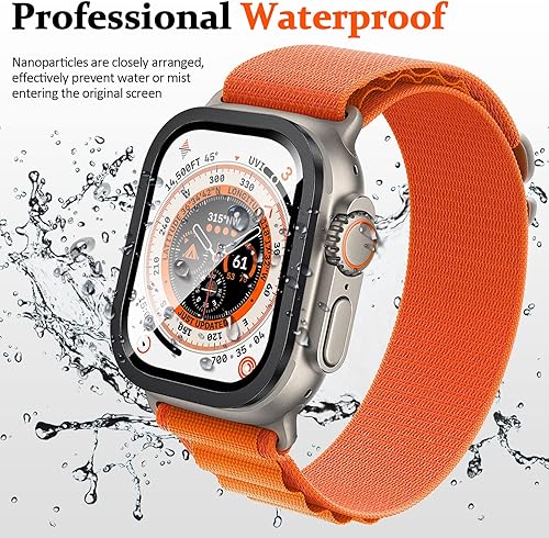 Miniatura 4 de Miimall Paquete de 2 protectores de pantalla de titanio para Apple Watch UltraUltra 2 de 1.732 pulgadas, marco de titanio + vidrio templado de