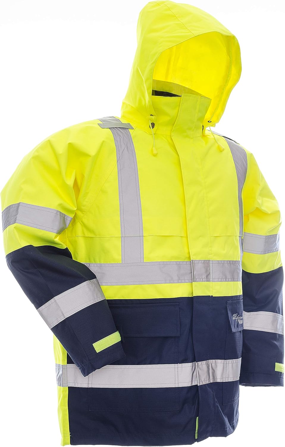 Viking Professional Journeyman 300 Denier Trilobal Rip-Stop Waterproof Hi-Vis Safety Rain Jacket with 2” Reflective Tape