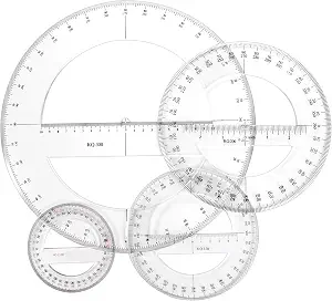 4 Pcs Multi-Size 360 Degree Plastic Protractor Set for Geometry and Drafting